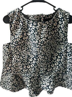 Zara greenish blue Leopard Print Peplum Top